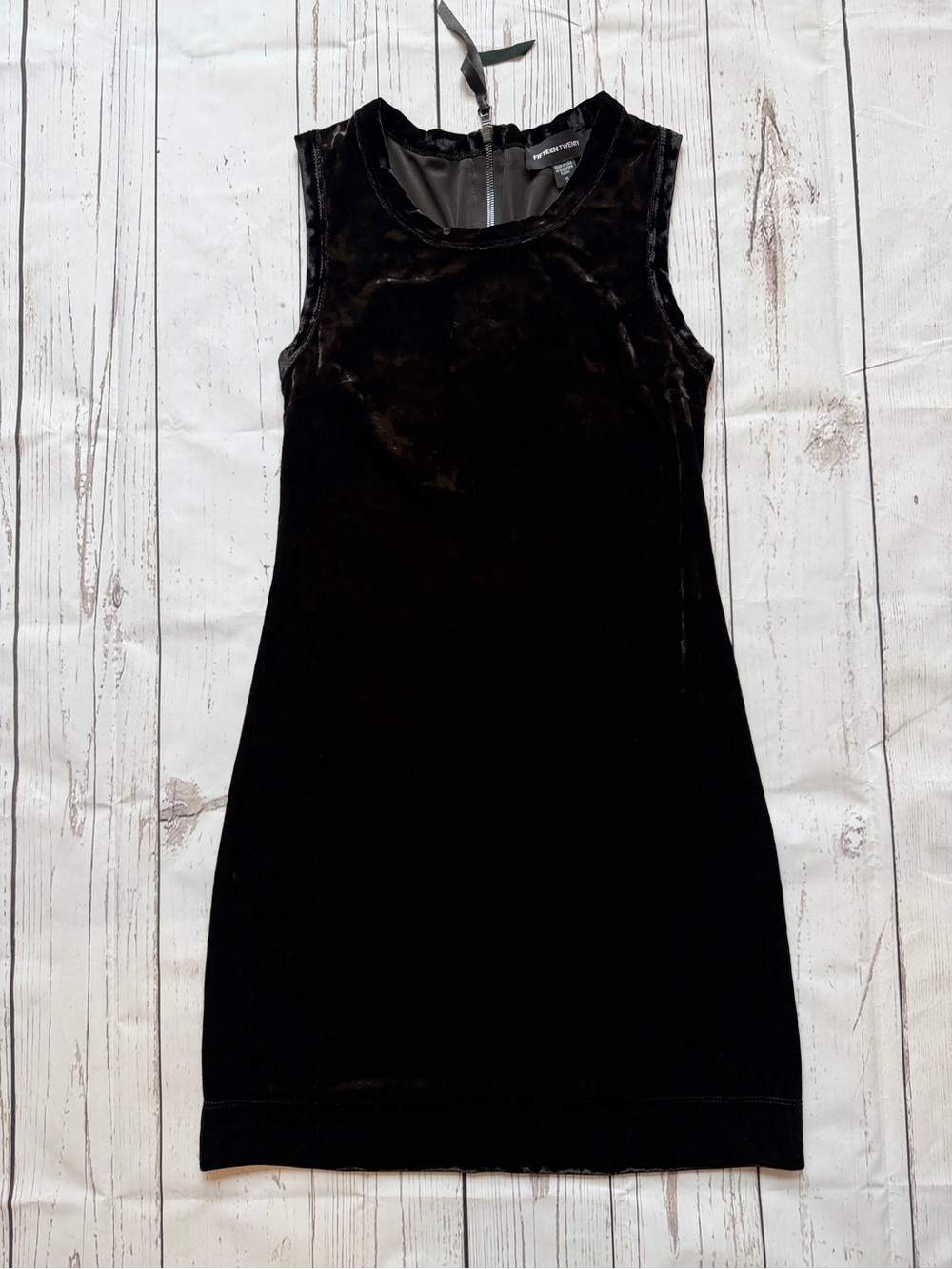Fifteen Twenty Black Velvet Sleeveless Tank Dress Top